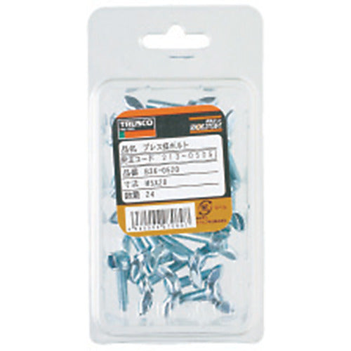 TRUSCO Press Wing Bolt 3 Types Unichrome M6 x 10 16 Pieces B36-0610 1 PK