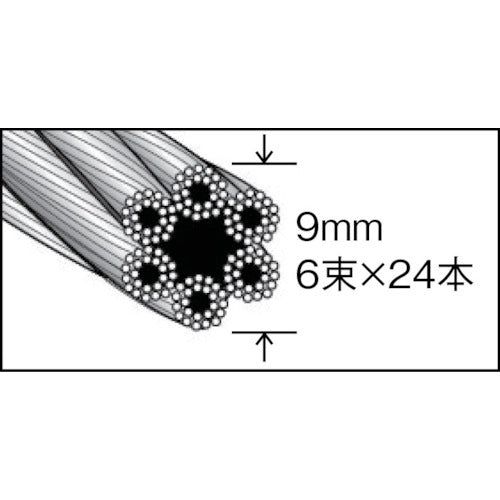 TRUSCO Plated Wire Rope Φ9mm x 10m CWM-9S10 1 roll