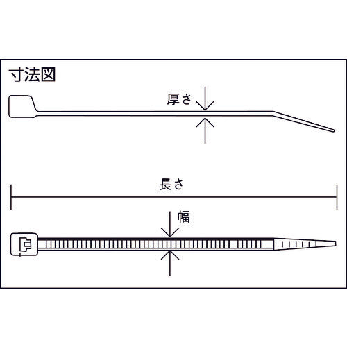 ＴＲＵＳＣＯ　ケーブルタイ　幅３．６ｍｍＸ１５０ｍｍ　最大結束Φ３６　耐候性　TRCV-150W　1 袋