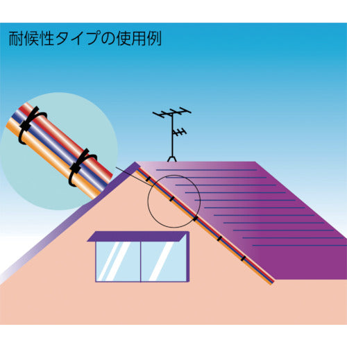 ＴＲＵＳＣＯ　ケーブルタイ　幅３．６ｍｍＸ２５０ｍｍ　最大結束Φ６８　耐候性　TRCV-250MW　1 袋