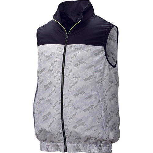 空調服　ポリエステル製カジュアル空調ベストウェアのみネイビー×薄グレーカモ３Ｌ　KU92020-C16-S5　1 着