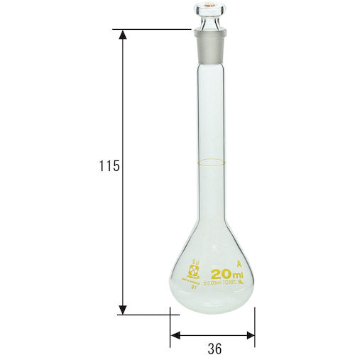 ＳＩＢＡＴＡ　メスフラスコ　スーパーグレード　２０ｍＬ　020060-20　1 個