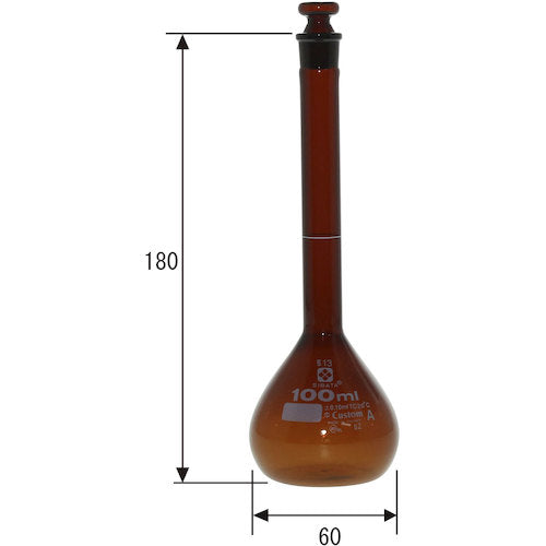 ＳＩＢＡＴＡ　メスフラスコ　カスタムＡ　茶褐色　１００ｍＬ　026100-100　1 本