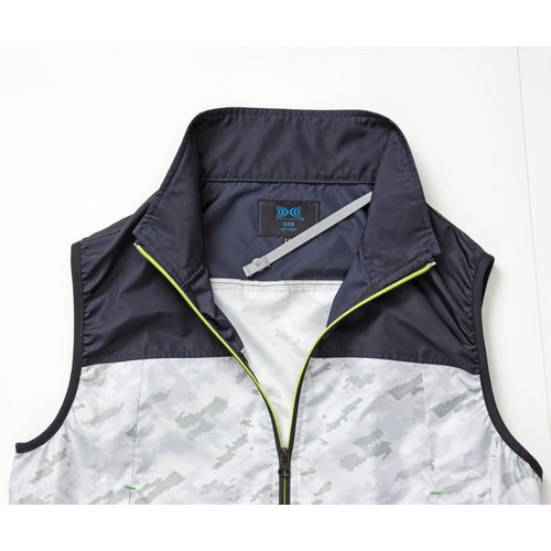 空調服　ポリエステル製カジュアル空調ベストウェアのみネイビー×薄グレーカモＬ　KU92020-C16-S3　1 着
