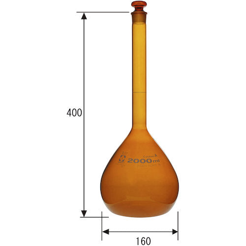 ＳＩＢＡＴＡ　メスフラスコ　スーパーグレード　茶褐色　２０００ｍＬ　020070-2000　1 本