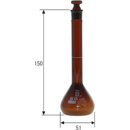 SIBATA Measuring Flask Super Grade Brown 50mL 020070-50 1 unit