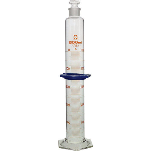 SIBATA Measuring Cylinder with Stopper, Super Grade, 500mL, 023550-500, 1 unit