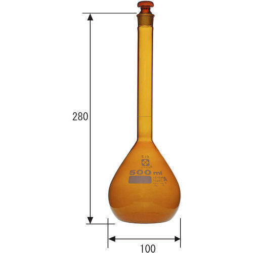 ＳＩＢＡＴＡ　メスフラスコ　スーパーグレード　茶褐色　５００ｍＬ　020070-500　1 本