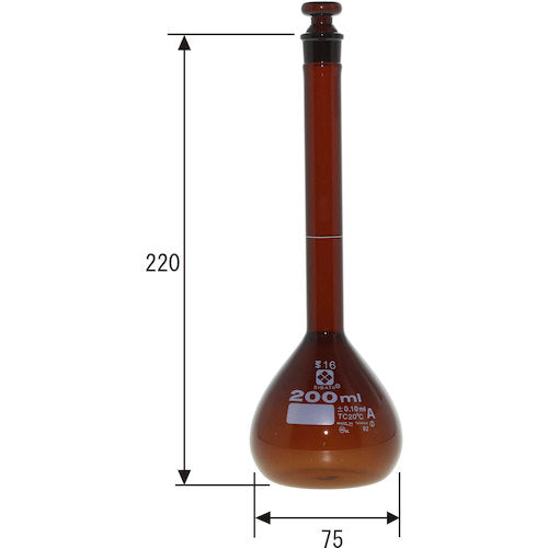 ＳＩＢＡＴＡ　メスフラスコ　スーパーグレード　茶褐色　２００ｍＬ　020070-200　1 本