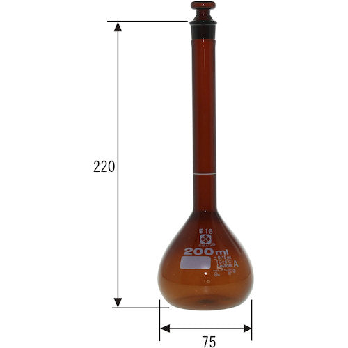 ＳＩＢＡＴＡ　メスフラスコ　カスタムＡ　茶褐色　２００ｍＬ　026100-200　1 本