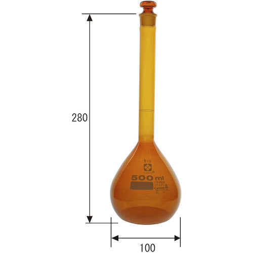 ＳＩＢＡＴＡ　メスフラスコ　カスタムＡ　茶褐色　５００ｍＬ　026100-500　1 本