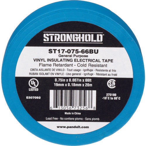 ストロングホールド　ＳｔｒｏｎｇＨｏｌｄビニールテープ　一般用途用　青　幅１９．１ｍｍ　長さ２０ｍ　ＳＴ１７−０７５−６６ＢＵ　ST17-075-66BU　1 袋