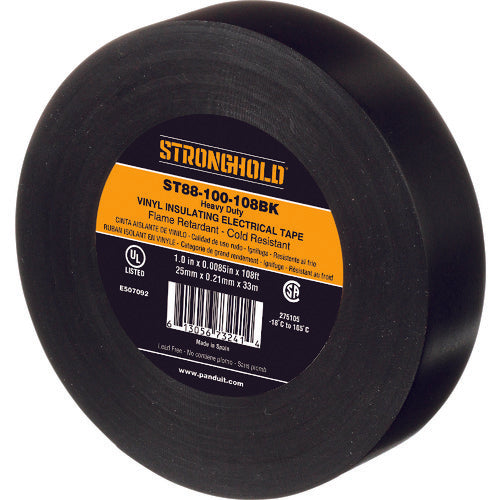 스트롱 홀드 StrongHold 비닐 테이프 내열·내한·난연 헤비 듀티 그레이드 블랙 폭 25.4mm 길이 33m ST88-100-108BK ST88-100-108BK