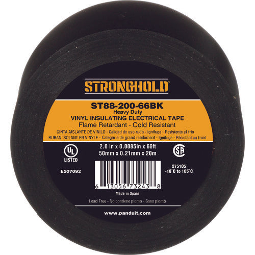 스트롱 홀드 StrongHold 비닐 테이프 내열·내한·난연 헤비 듀티 그레이드 블랙 폭 50.8mm 길이 20m ST88-200-66BK ST88-200-66BK