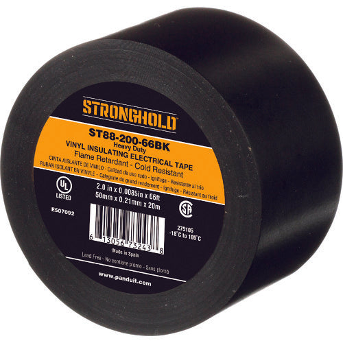 스트롱 홀드 StrongHold 비닐 테이프 내열·내한·난연 헤비 듀티 그레이드 블랙 폭 50.8mm 길이 20m ST88-200-66BK ST88-200-66BK