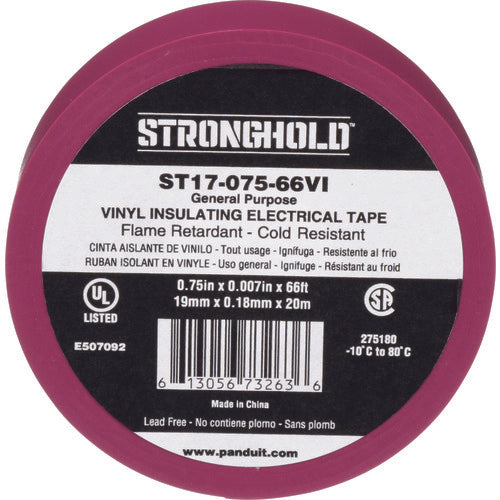 ストロングホールド　ＳｔｒｏｎｇＨｏｌｄビニールテープ　一般用途用　紫　幅１９．１ｍｍ　長さ２０ｍ　ＳＴ１７−０７５−６６ＶＩ　ST17-075-66VI　1 袋