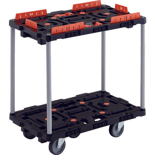 TRUSCO Interlocking Resin 2-Tier Cart Beetle 700X450 with 5 Swivel Wheels, Spill-Proof Set, Brazed Stopper, No Handle, BT720KJ5-E100T, 1 Unit