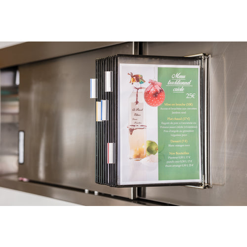 타리폴드 게시용 항균 파일 스탠드(스테인리스) 벽 부착 타입 A4×10 414567 1개