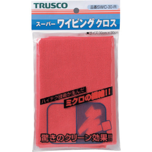 ＴＲＵＳＣＯ　スーパーワイピングクロス　３００ｍｍＸ３００ｍｍ　赤　SWC-30　1 枚