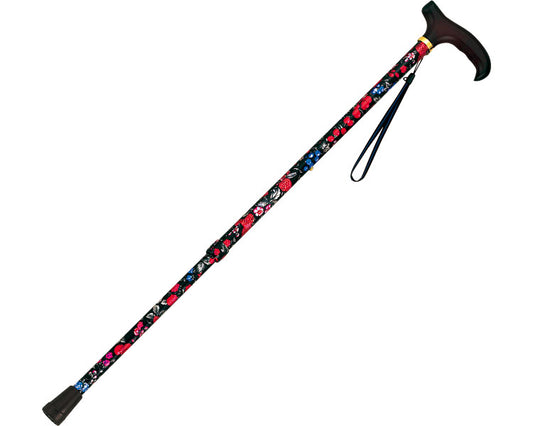 Telescopic walking stick (flower pattern) / 46-F2 Black 1 piece