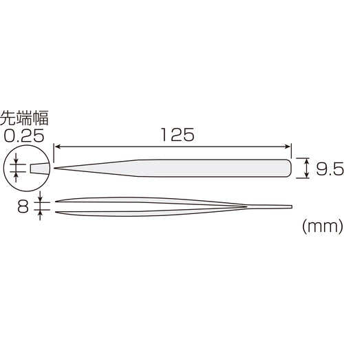 HOZAN 핀셋 125mm 후육형 P-894 1개