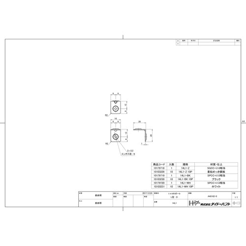 ＤＡＩＤОＨＡＮＴ　１×４サポート　Ｌ型　小　１４Ｌ１−Ｚ　10179718　1 個