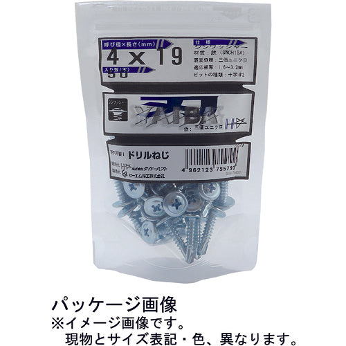 ＤＡＩＤОＨＡＮＴ　ＹＡＩＢＡ　ドリルねじ　シンワッシャー　三価ユニクロ　４×１３　約５０本入　10175577　1 PK