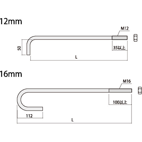 DAIDOHANT Z 마크 앵커 볼트 M12X450 10177219 1 개
