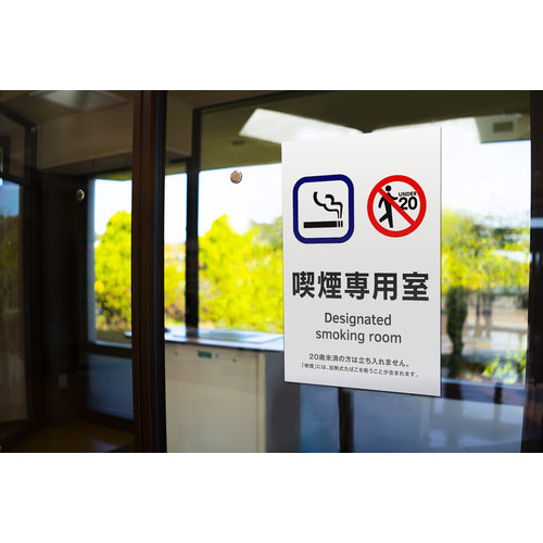Green Cross Passive Smoking Prevention Sticker Sign Smoking Room KAS1 150 x 100 405051 1 sheet