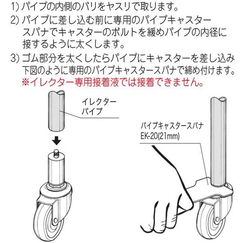 ＹＡＺＡＫＩ　イレクター　パイプキヤスター　５０Φ　ゴム車　ストッパー付きＹＧＲ−５０Ｓ　ＳＴ　YGR-50S-ST　1 個