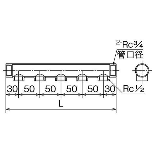 オンダ製作所　ＳＦＨ型　ヘッダー　Ｒｃ３／４×Ｒｃ１／２　分岐数４　SFH-2004　1 個