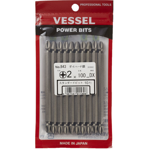 ＶＥＳＳＥＬ　産業用ビット　（ダイハード鋼）（両頭ビット）　Ｂ４３　＋２×１００ｍｍ　B432100DX　10 本