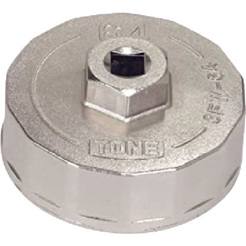 ＴＯＮＥ　オイルフィルターレンチ　１４角　外径７２ｍｍ　全高３５ｍｍ　差込角９．５ｍｍ　対辺寸法６３ｍｍ　3FW-63　1 個