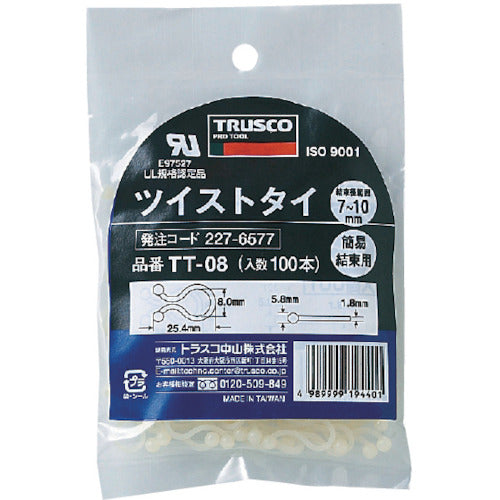 TRUSCO Twist Tie, Binding Diameter 13.0-16.5mm, 100 Pieces, TT-15, 1 Bag