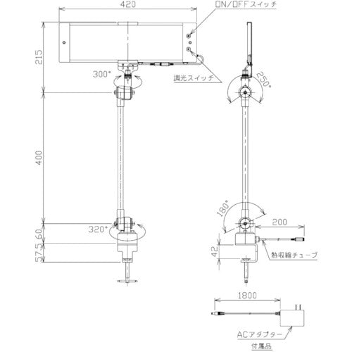 ＮＩＫＫＩ　クランプ固定式ＬＥＤ面発光型ライト　２８Ｗ　ＡＣ１００Ｖ　NLUD120-25BT-AC　1 台