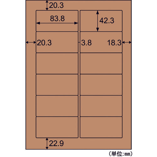 ヒサゴ　クラフト紙ラベル　ダークブラウン　ダンボール用　Ａ４　１２面　OPD861　1 PK