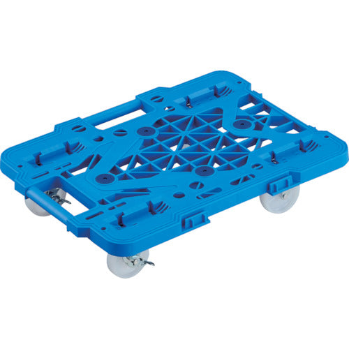 TRUSCO Plastic Platform Cart, Articulated Route Van, Mesh Type, 515 x 385, Nylon Wheels, 4 Wheels Swivel, with Stopper, Blue, MPK-500NJS-B, 1 Unit