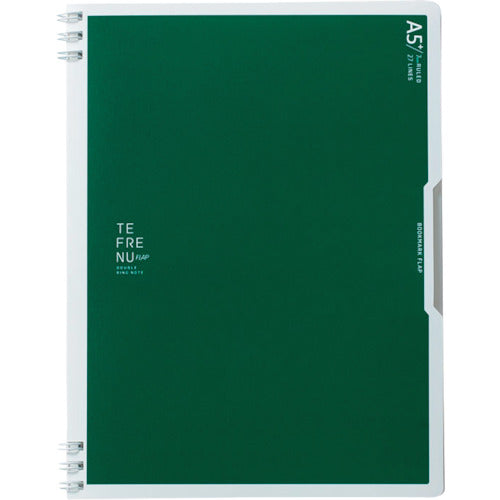 KING JIM 더블 링 노트 Tefrene 플랩 A5 변형 녹색 9804TE-G 1 권