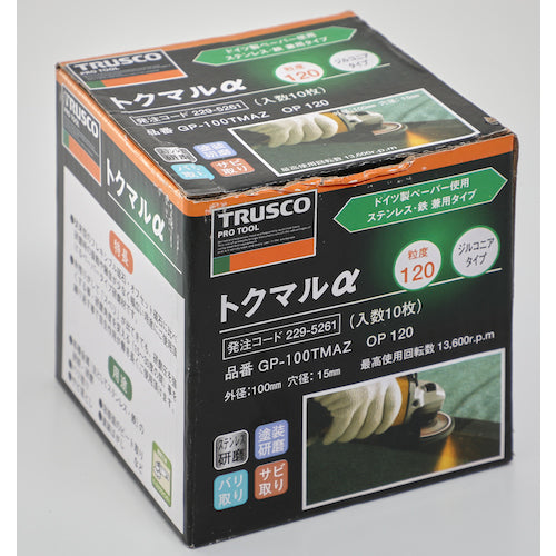 ＴＲＵＳＣＯ　トクマルα　ジルコニア　Φ１００　（１０枚入）　１２０＃　GP-100TMAZ　1 箱