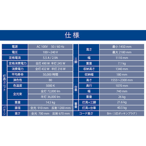 ＫＡＺ　輝夜５００Ｗ　ＬＥＤ全光バルーンライト　中型台車仕様　BL-500-FD　1 台