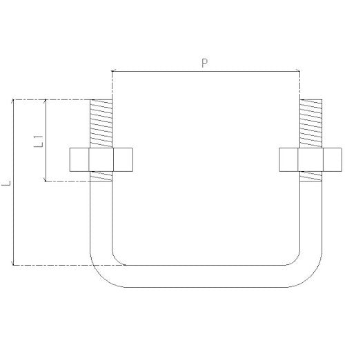 ＹＡＨＡＴＡ　コの字ボルト（ナット付き）　М６Ｘ２８Ｘ４８　１本入　YHI-KJBT-062848　1 個