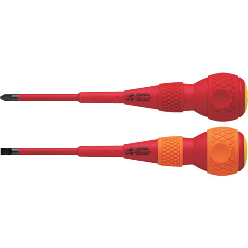 VESSEL Ball Grip Insulated Screwdriver Set of 2 +2/-6 x 100mm 1 each 202PS-1 202PS-1 1 S