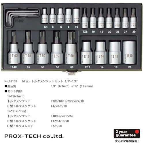 ＰＲＯＸＸＯＮ　トルクス［［Ｒ下］］ソケットセット１／４”＋１／２”　82102　1 Ｓ