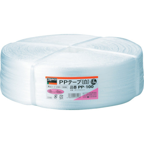 ＴＲＵＳＣＯ　ＰＰテープ　幅１００ｍｍＸ長さ１０００ｍ　白　PP-100　1 巻