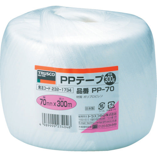 ＴＲＵＳＣＯ　ＰＰテープ　幅７０ｍｍＸ長さ３００ｍ　白　PP-70　1 巻