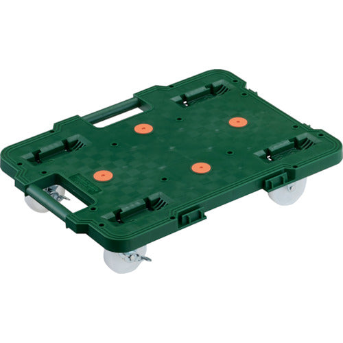 TRUSCO Plastic Platform Cart, Articulated Route Van, 615 x 415, Nylon Wheels, with Stopper, Green, MPB-600NS-GN, 1 Unit