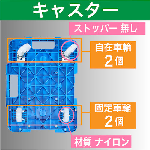 ＴＲＵＳＣＯ　樹脂製平台車　連結式ルートバン　６１５Ｘ４１５　ナイロン車輪　青　MPB-600N-B　1 台