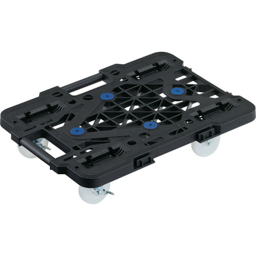 TRUSCO Plastic Platform Cart, Articulated Route Van, Mesh Type, 515 x 385, Nylon Wheels, 4 Swivel Wheels, with Stopper, Black, MPK-500NJS-BK, 1 Unit