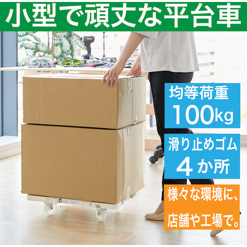 ＴＲＵＳＣＯ　樹脂製平台車　連結式ルートバン　メッシュタイプ　６１５Ｘ４１５　ナイロン車輪　４輪自在　ストッパー付　白　MPK-600NJS-W　1 台