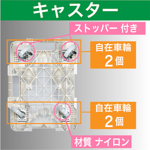 ＴＲＵＳＣＯ　樹脂製平台車　連結式ルートバン　メッシュタイプ　６１５Ｘ４１５　ナイロン車輪　４輪自在　ストッパー付　白　MPK-600NJS-W　1 台